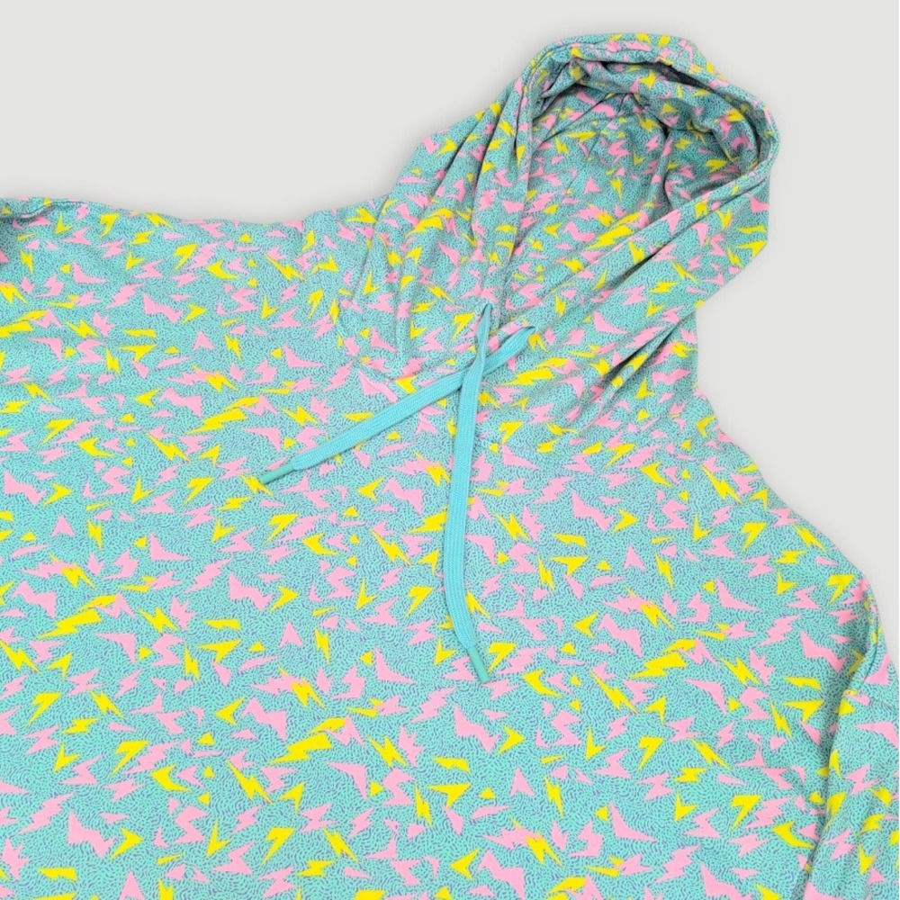 Burlebo Electric Storm Performance Hoodie Mens 2XL Multicolor 80s Style Print